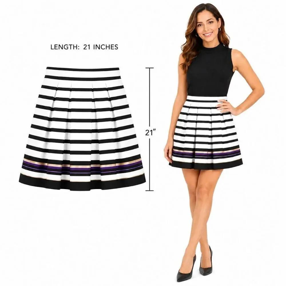 White House Black Market Striped Skirt Womens 8